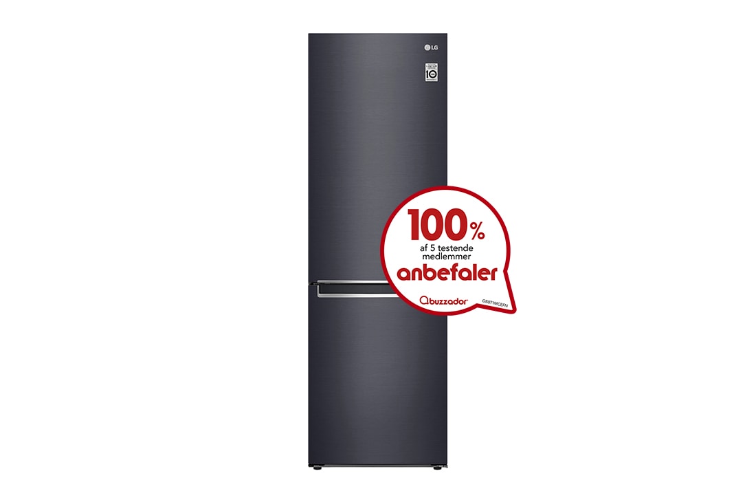 LG 1.86M 341L Kølefryseskab(Matte Black) - Energiklasse D, Door Cooling™, GBB71MCEFN